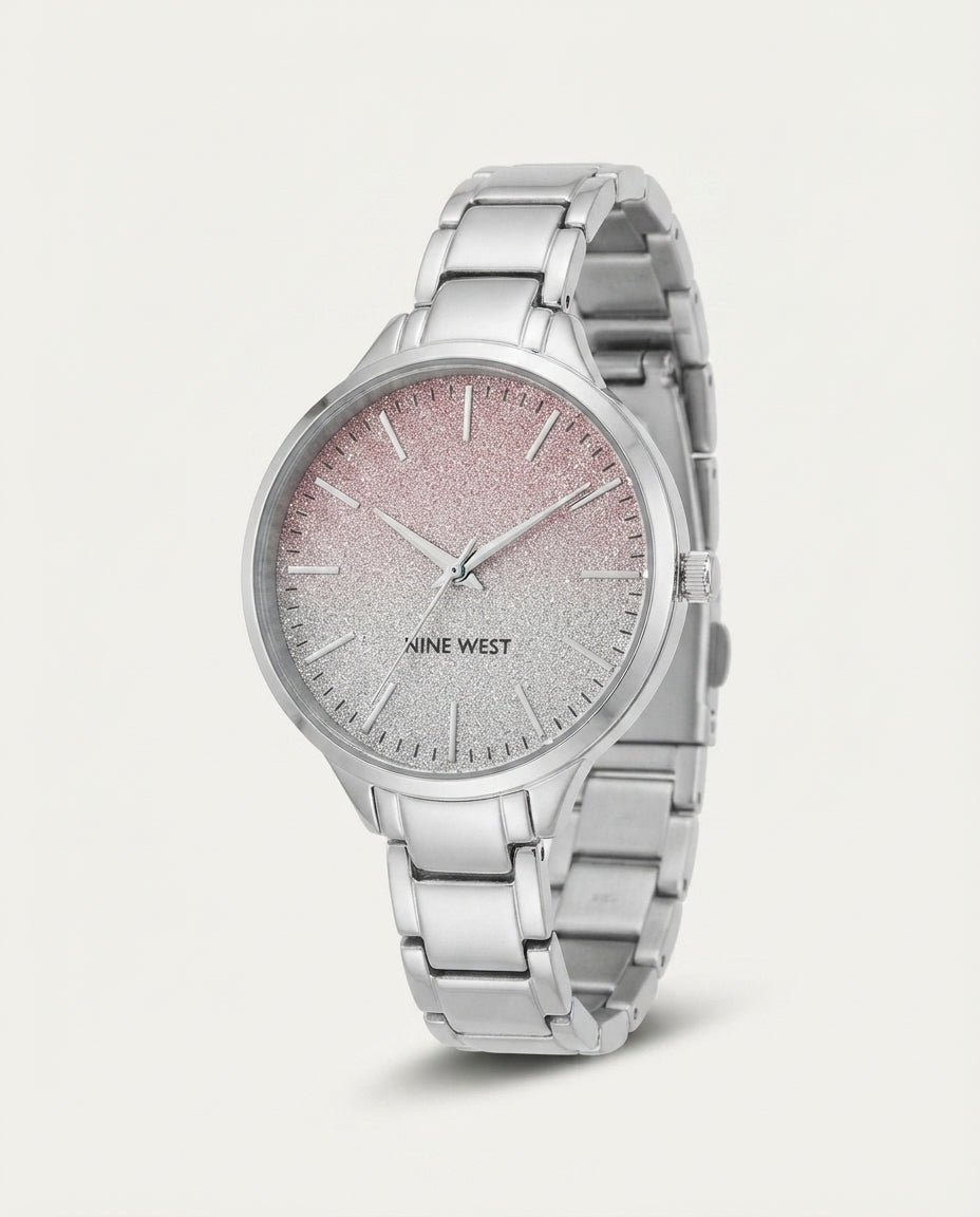 Nine West Women's Silver-Tone Link Bracelet Watch