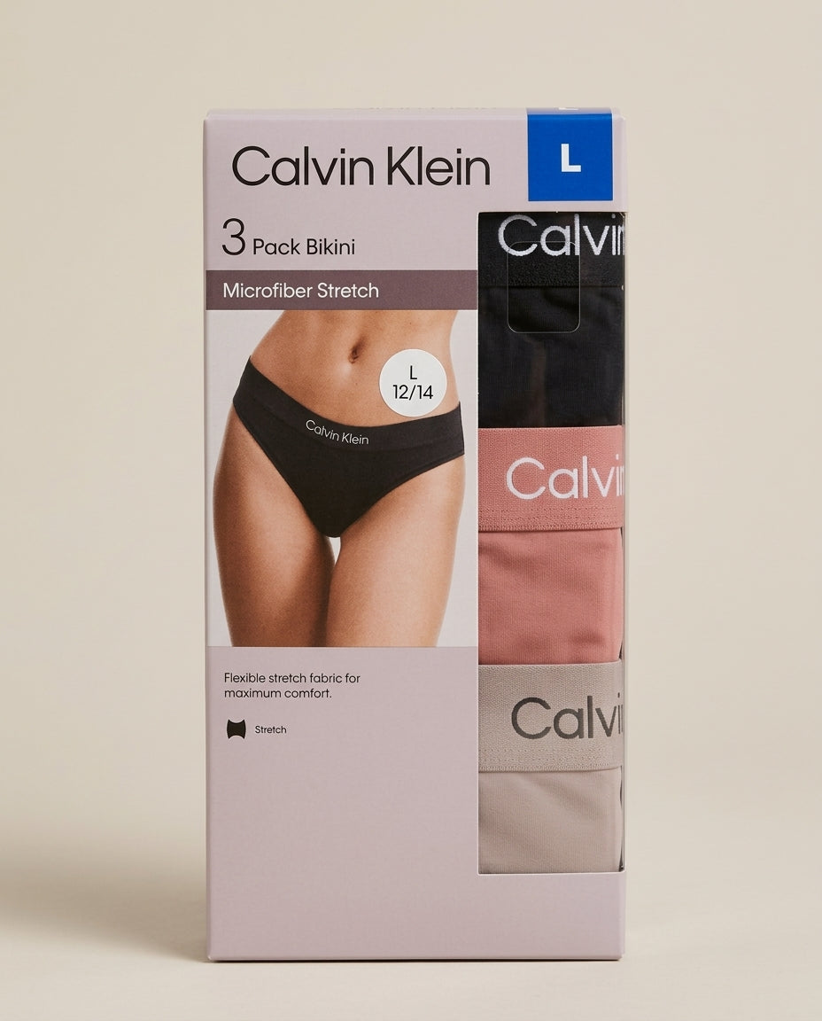 Calvin Klein Women's Microfiber Stretch Bikini 3-Pack
