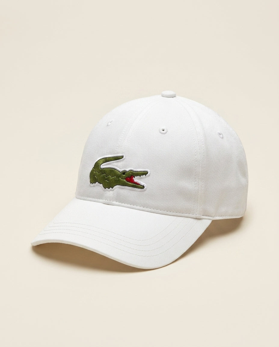 White Lacoste Cotton Baseball Cap