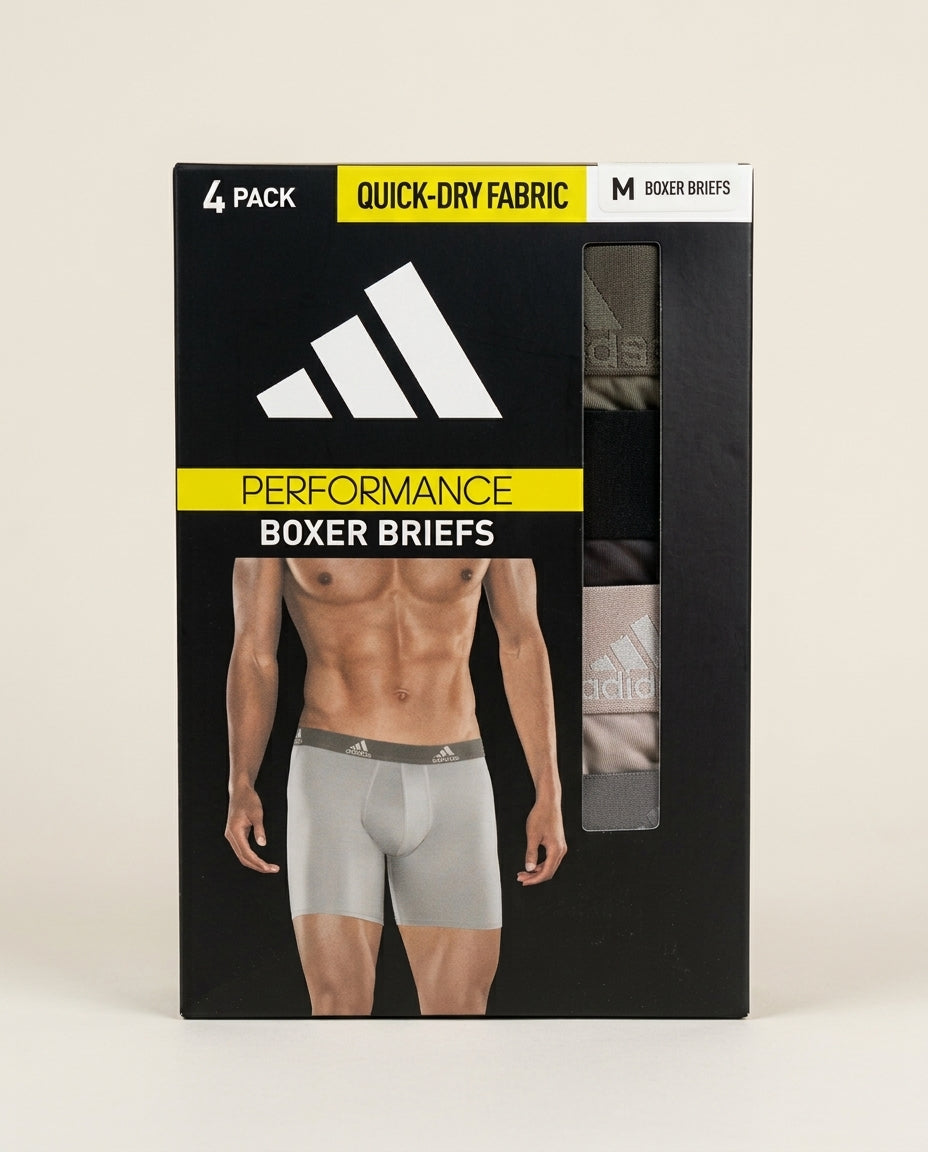 Adidas Performance Quick-Dry Boxer Briefs 4-Pack