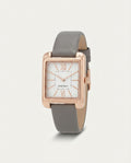 Nine West Women's Quartz Square Gray Faux Leather Band Watch