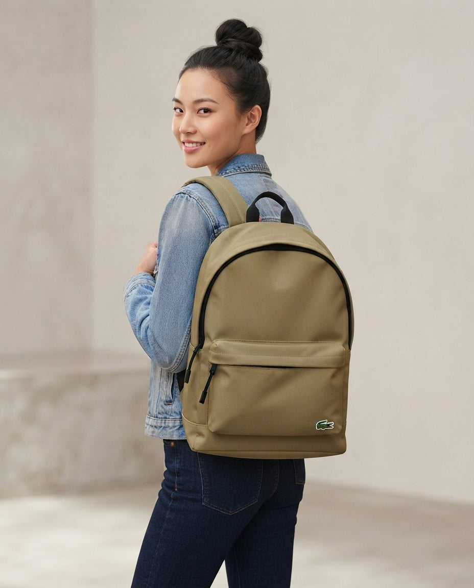 Lacoste Neocroc Canvas Backpack (Beige)