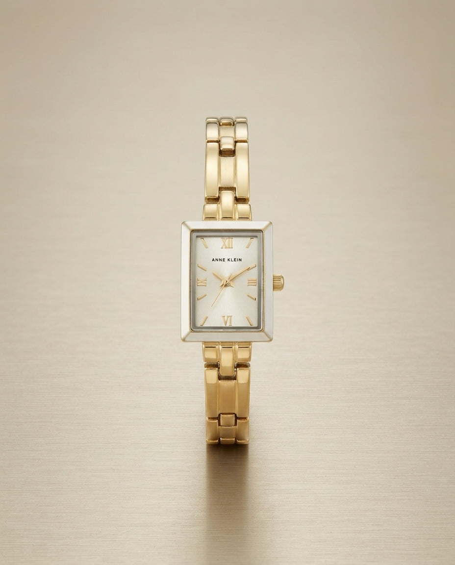 Anne Klein Rectangular Case Bracelet Watch AK/3780BKGB