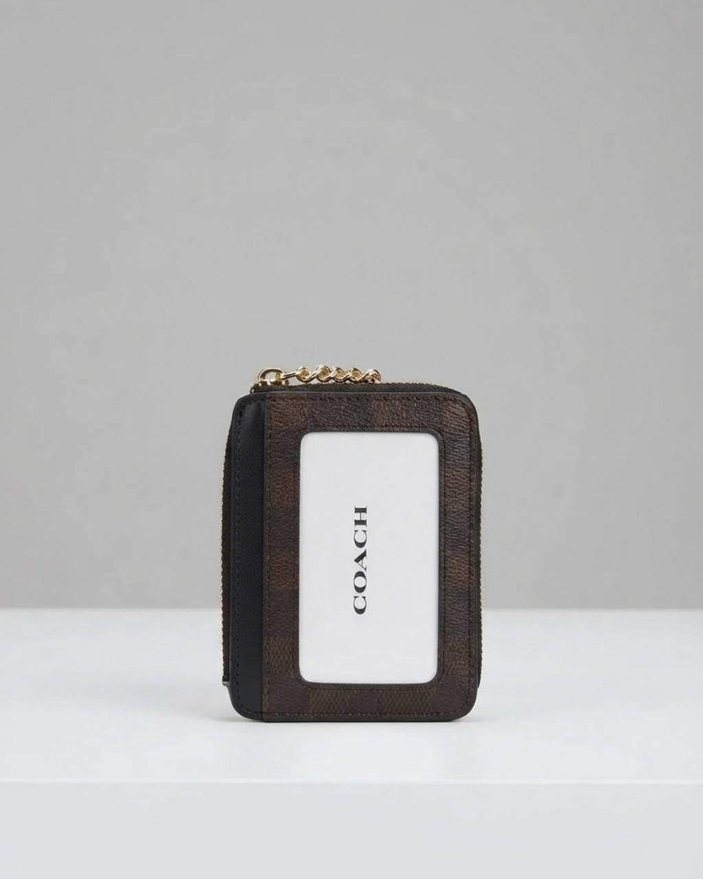 Coach Zip Card Case in Signature Canvas – Walnut/Black